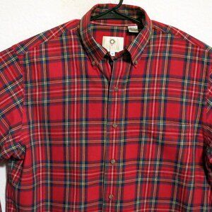 Viyella Shirt Mens Medium Long Sleeve Button Wool Blend Red Blue Striped